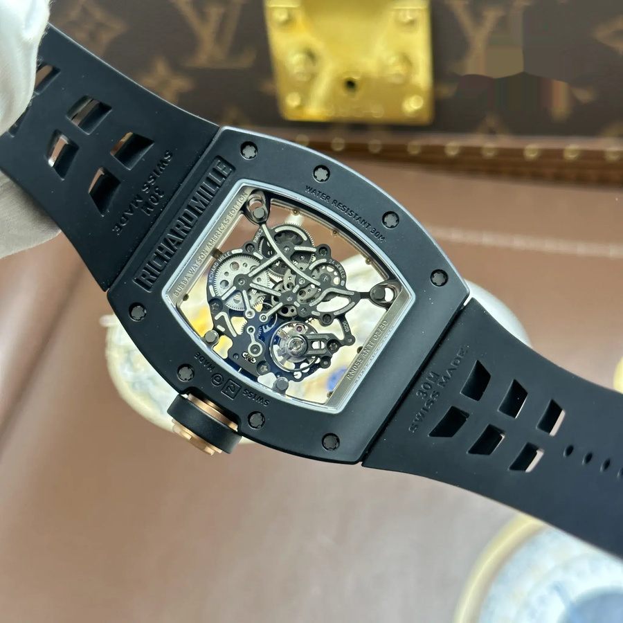 Value-packed Imitation Richard Mille RM 055 Bubba Watson Black Ceramic Asia Edition Black Rubber Strap ZF 42.7mm — image 10