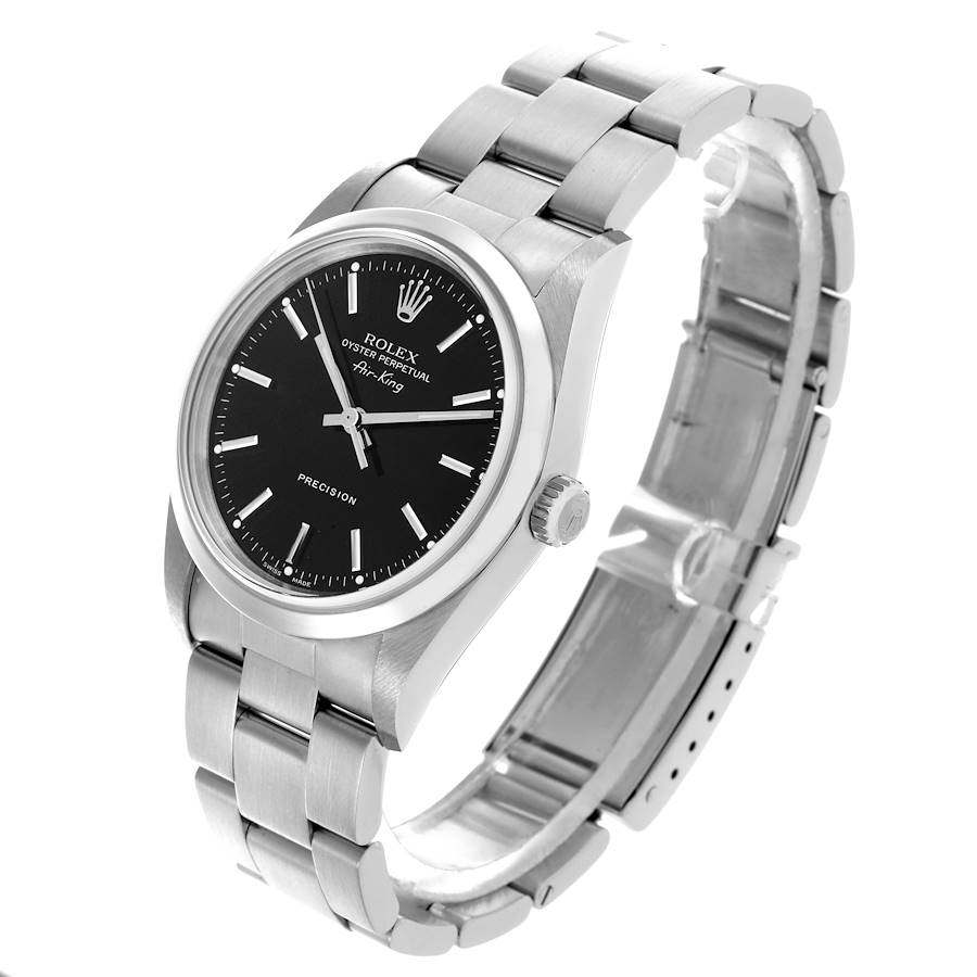 Competitively Priced Replica Rolex Air King Black Dial Smooth Bezel Steel Mens Watch 14000 — image 4