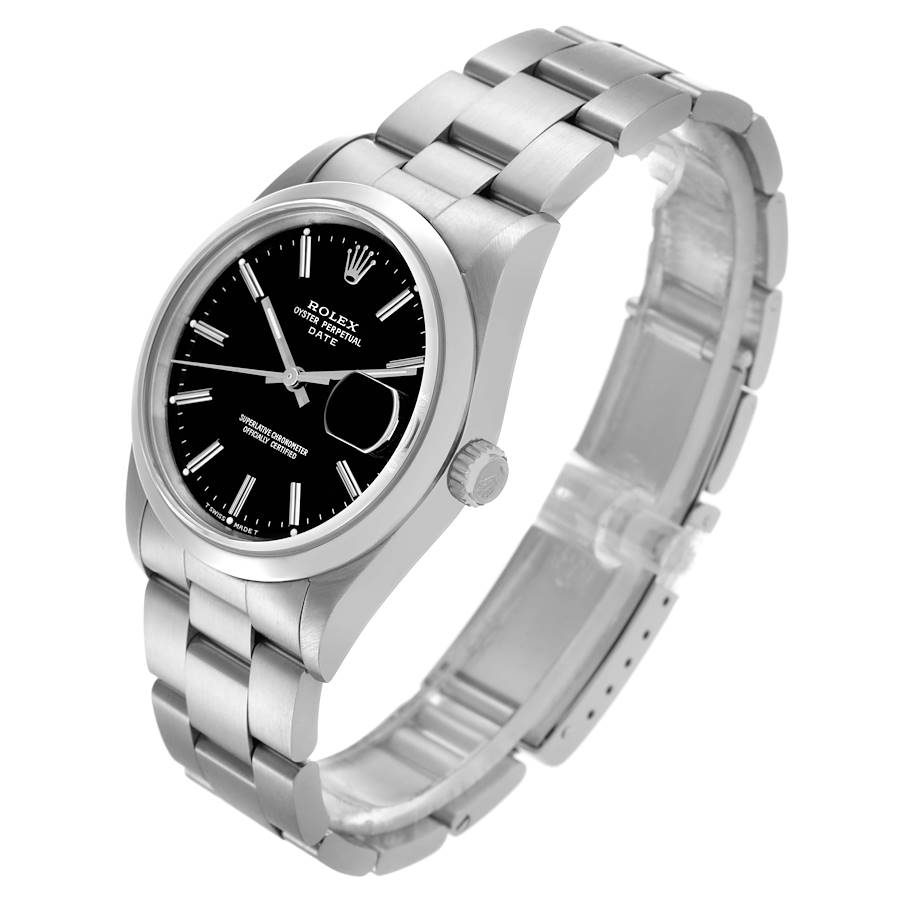Finest Replica Rolex Date Black Dial Smooth Bezel Steel Mens Watch 15200 — image 4