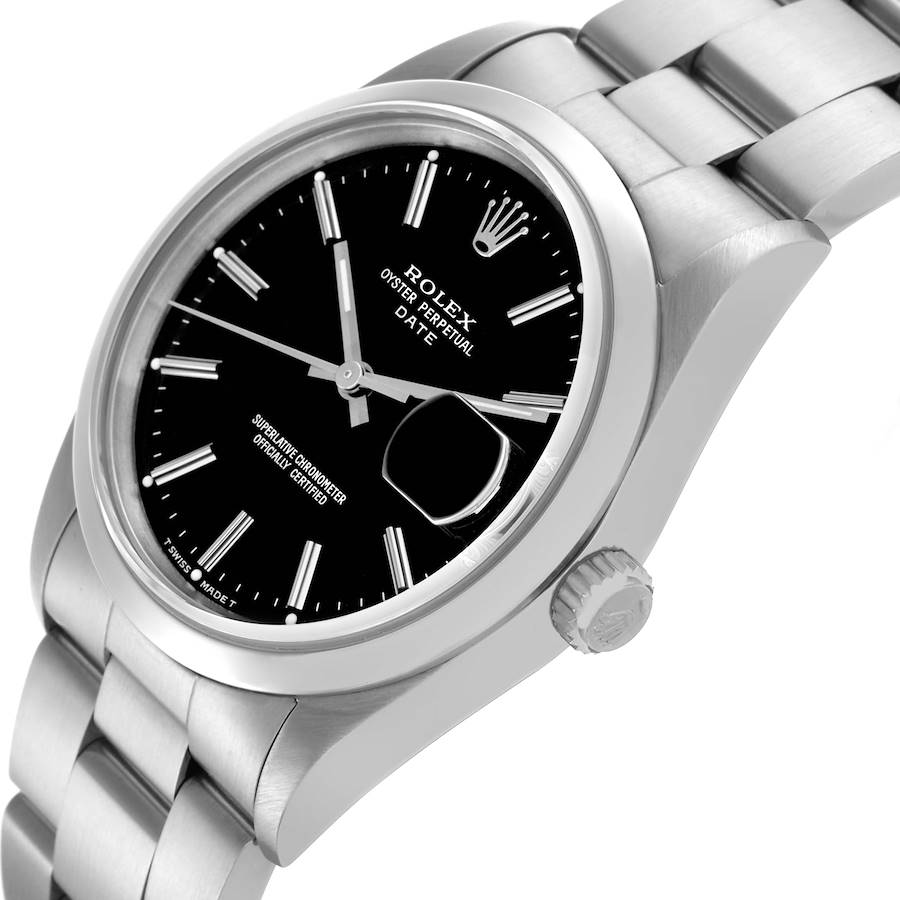 Finest Replica Rolex Date Black Dial Smooth Bezel Steel Mens Watch 15200 — image 5