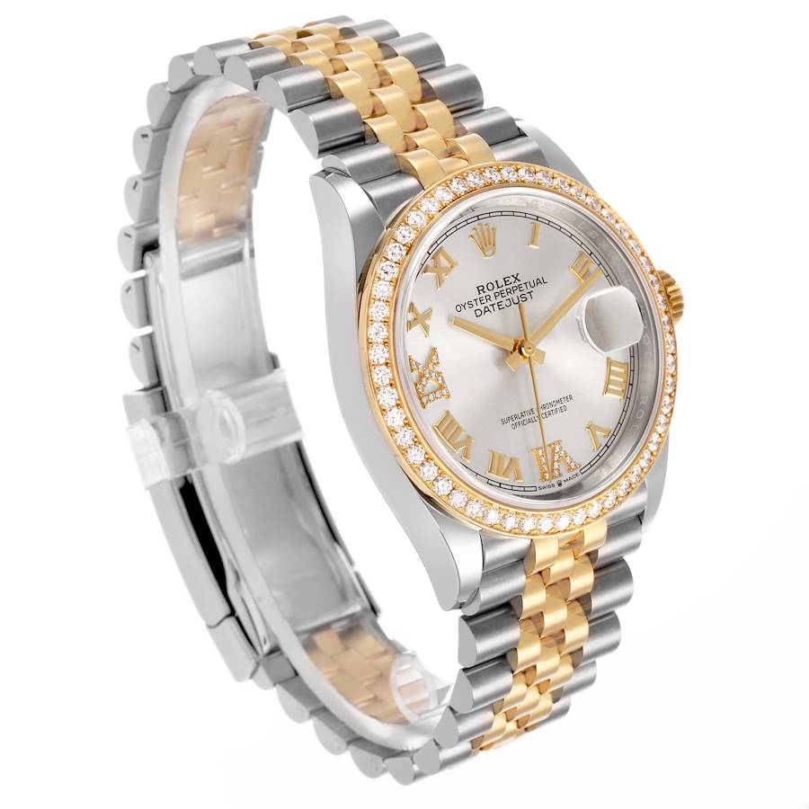 Ultimate Replica Rolex Datejust 36 Steel Yellow Gold Silver Diamond Dial 126283 — image 3