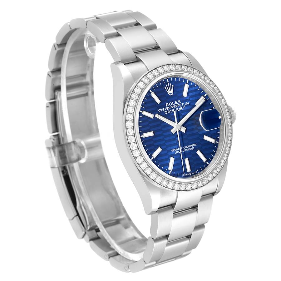 Inexpensive Replica Rolex Datejust Steel Blue Fluted Dial Diamond Mens Watch 126284 — image 3