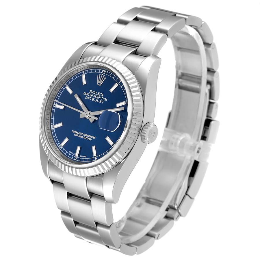 Special Replica Rolex Datejust Steel White Gold Blue Dial Roulette Date Wheel Mens Watch 116234 — image 4