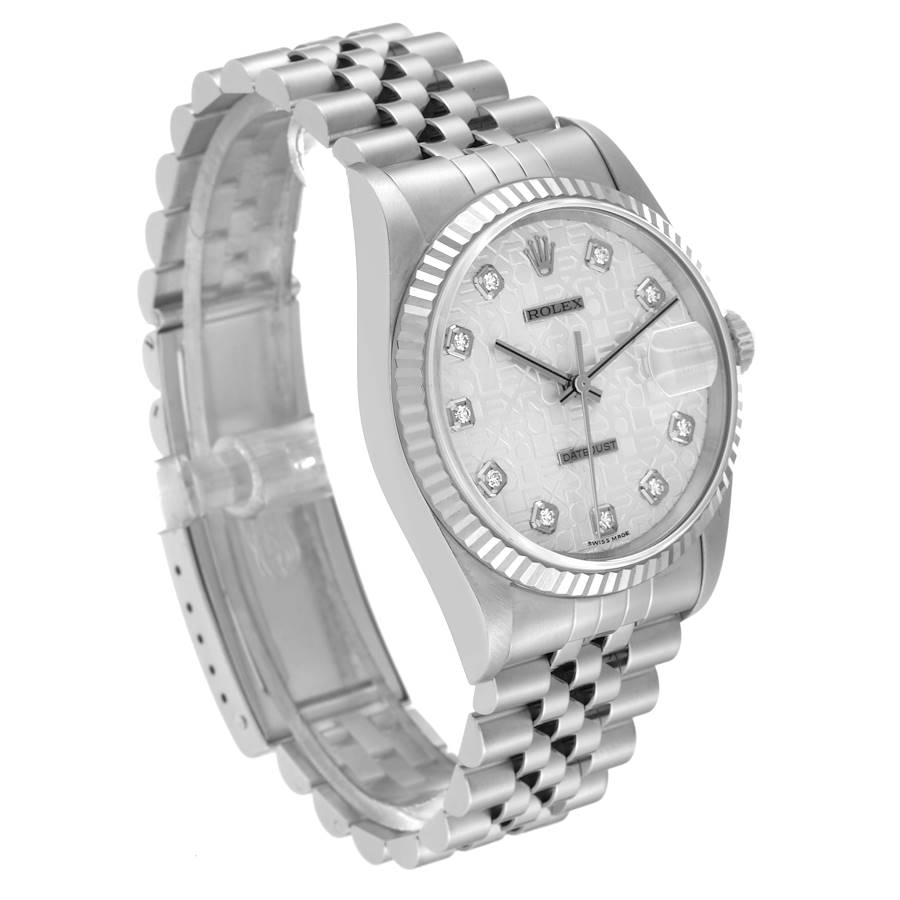 Epic Replica Rolex Datejust Steel White Gold Silver Anniversary Diamond Dial Mens Watch 16234 — image 3