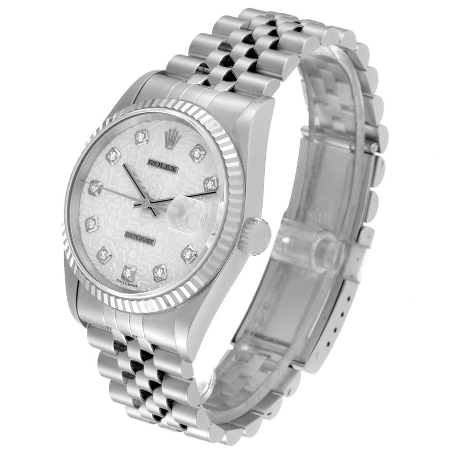 Epic Replica Rolex Datejust Steel White Gold Silver Anniversary Diamond Dial Mens Watch 16234 — image 4