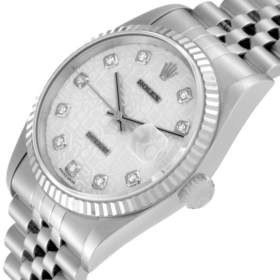 Epic Replica Rolex Datejust Steel White Gold Silver Anniversary Diamond Dial Mens Watch 16234 — image 5
