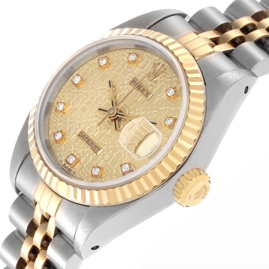 Beautiful Replica Rolex Datejust Steel Yellow Gold Anniversary Diamond Dial Watch 69173 — image 4
