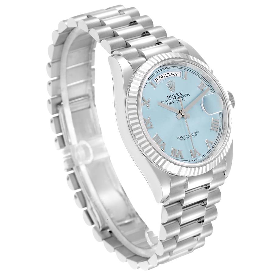 Alluring Replica Rolex President Day-Date 36 Ice Blue Platinum Mens Watch 128236 — image 3