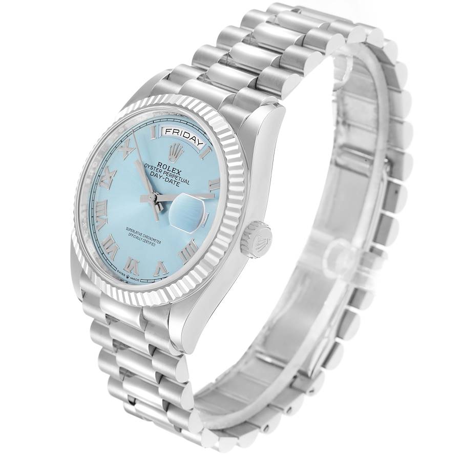 Alluring Replica Rolex President Day-Date 36 Ice Blue Platinum Mens Watch 128236 — image 4