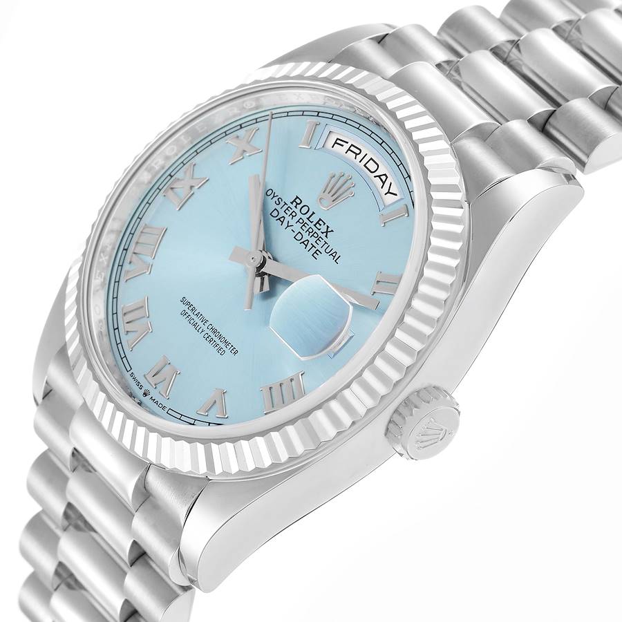 Alluring Replica Rolex President Day-Date 36 Ice Blue Platinum Mens Watch 128236 — image 5