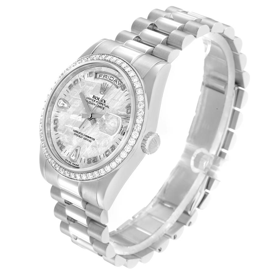 Exceptional Replica Rolex President Day-Date Platinum Diamond Meteorite Dial Watch 118346 — image 3