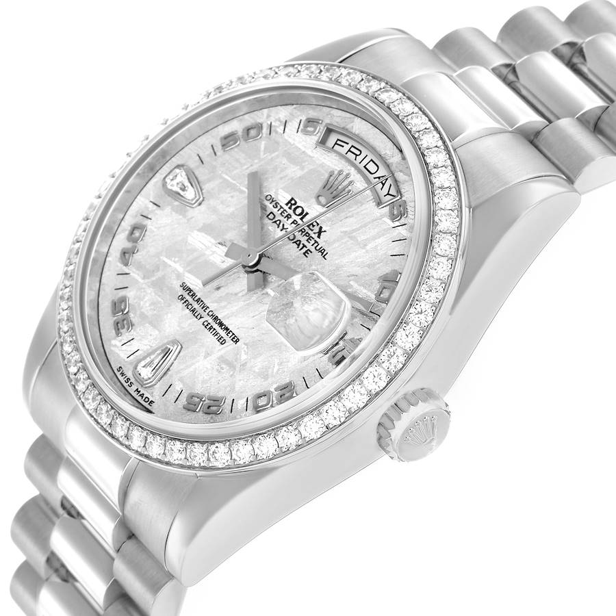 Exceptional Replica Rolex President Day-Date Platinum Diamond Meteorite Dial Watch 118346 — image 5