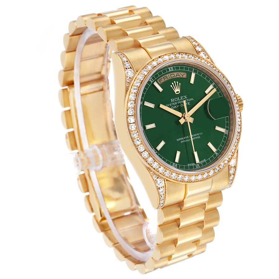 Personalized Replica Rolex President Day-Date Yellow Gold Diamond Mens Watch 118388 — image 3