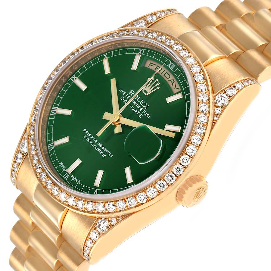 Personalized Replica Rolex President Day-Date Yellow Gold Diamond Mens Watch 118388 — image 5