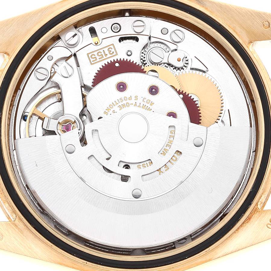 Excellent Replica Rolex President Day Date Yellow Gold Green Enamel Diamond Mens Watch 118348 — image 6