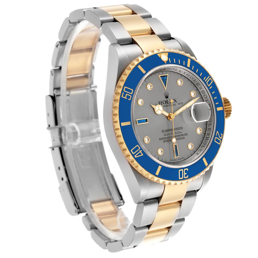 Classic Replica Rolex Submariner Steel Yellow Gold Diamond Serti Dial Mens Watch 16613 — image 3