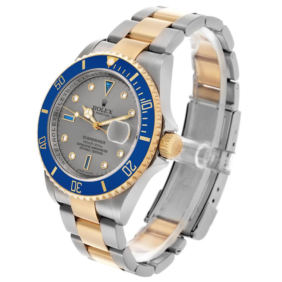 Classic Replica Rolex Submariner Steel Yellow Gold Diamond Serti Dial Mens Watch 16613 — image 4