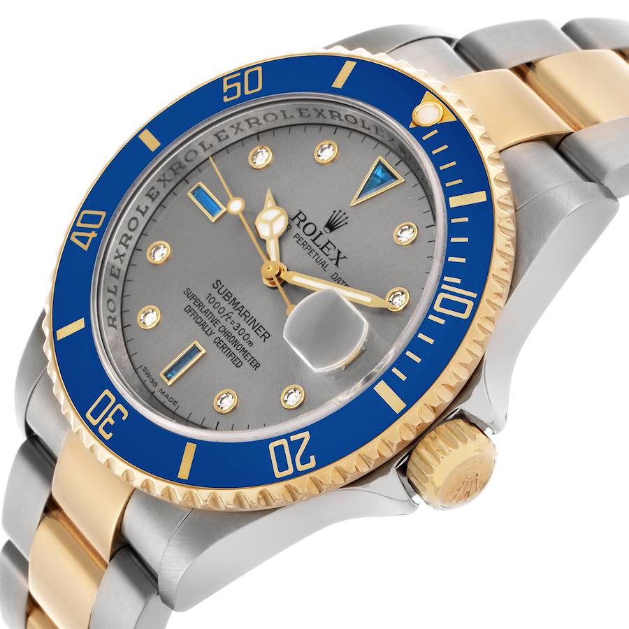 Classic Replica Rolex Submariner Steel Yellow Gold Diamond Serti Dial Mens Watch 16613 — image 5