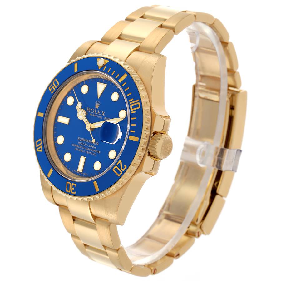 Legendary Replica Rolex Submariner Yellow Gold Blue Dial Ceramic Bezel Mens Watch 116618 — image 4
