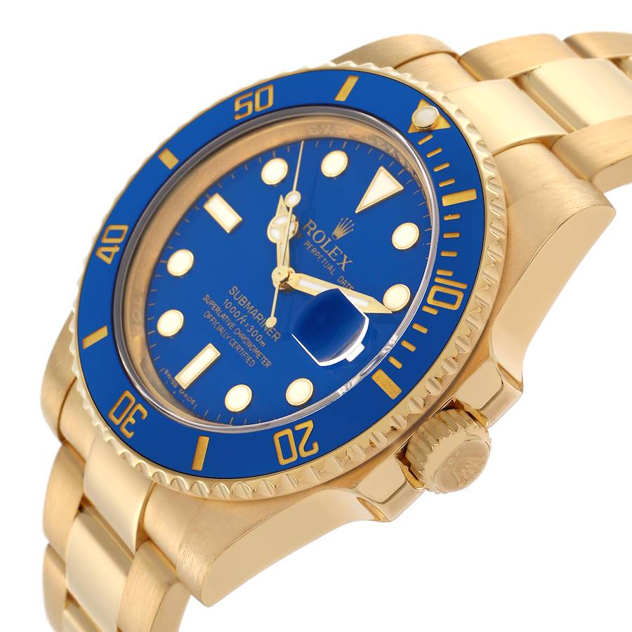 Legendary Replica Rolex Submariner Yellow Gold Blue Dial Ceramic Bezel Mens Watch 116618 — image 5