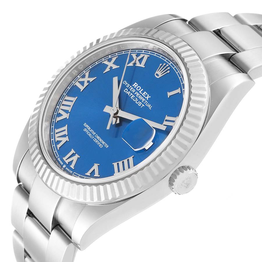 Collector-grade Rolex Datejust 41 Steel White Gold Blue Roman Dial Mens Watch 126334 — image 5