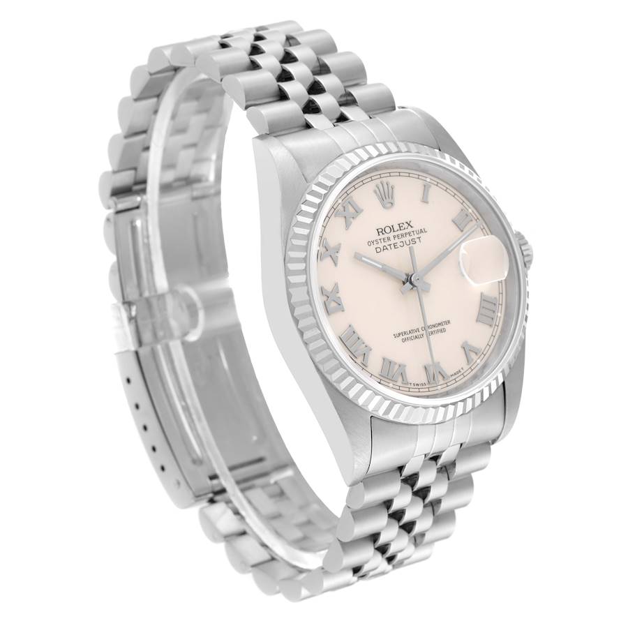 Gorgeous Rolex Datejust Ivory Roman Dial Steel White Gold Mens Watch 16234 — image 3