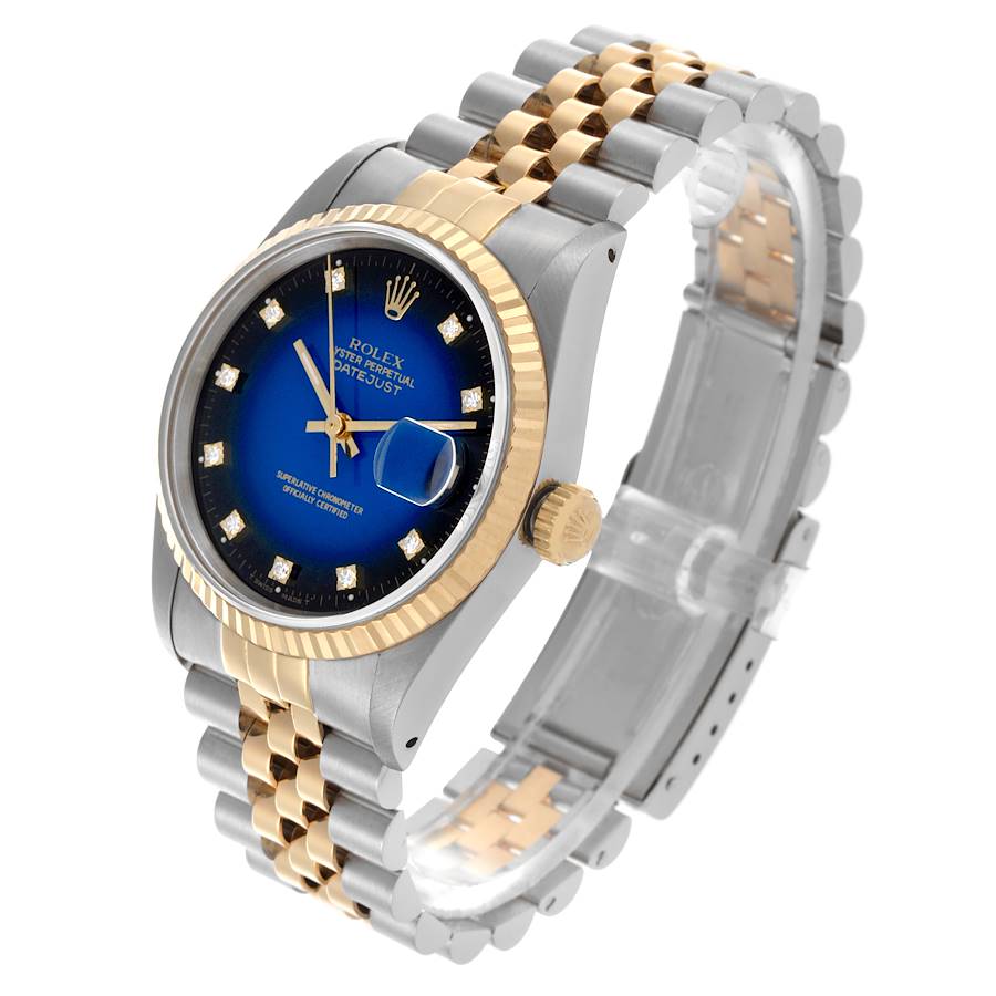 Fashionable Rolex Datejust Vignette Diamond Steel Yellow Gold Mens Watch 16233 — image 4
