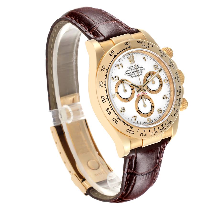 New Rolex Daytona Yellow Gold White Dial Brown Strap Mens Replica Watches 116518 — image 3