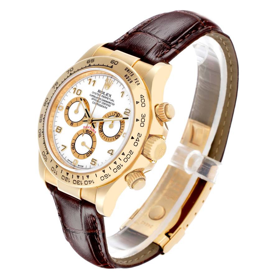 New Rolex Daytona Yellow Gold White Dial Brown Strap Mens Replica Watches 116518 — image 4