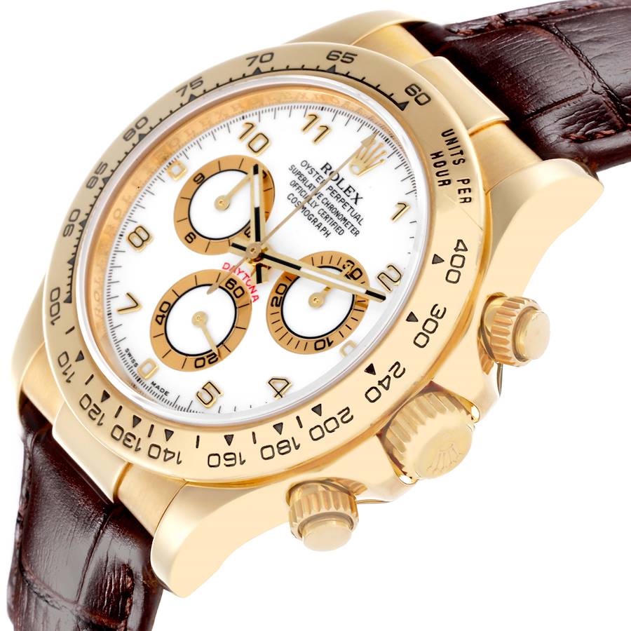 New Rolex Daytona Yellow Gold White Dial Brown Strap Mens Replica Watches 116518 — image 5