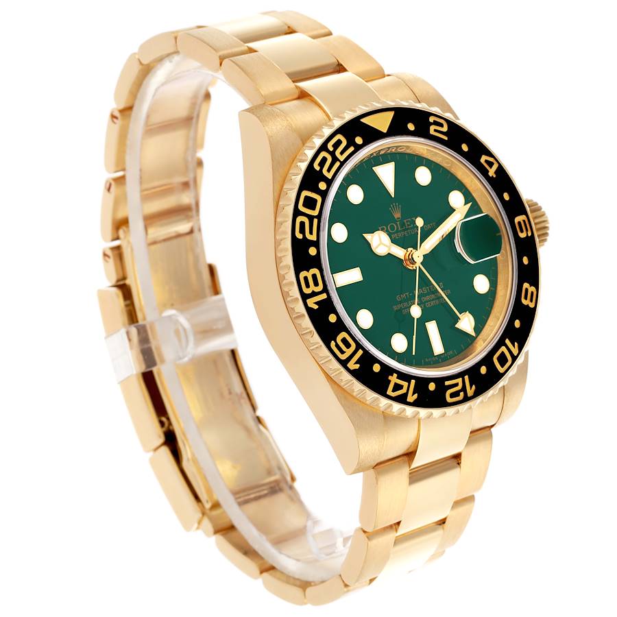 High-value Rolex GMT Master II Yellow Gold Green Dial Mens Watch 116718 — image 3