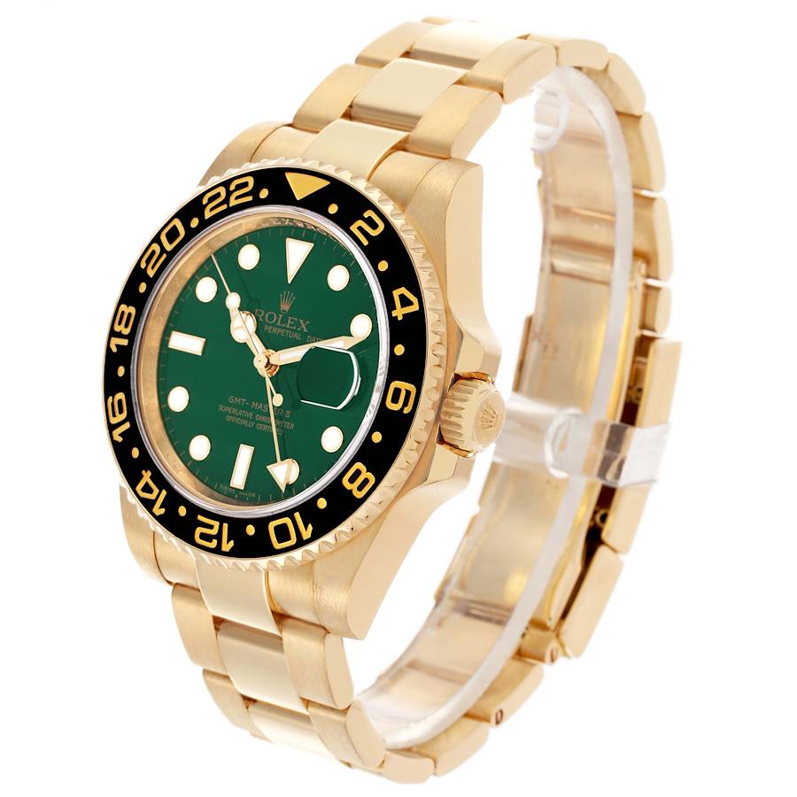 High-value Rolex GMT Master II Yellow Gold Green Dial Mens Watch 116718 — image 4