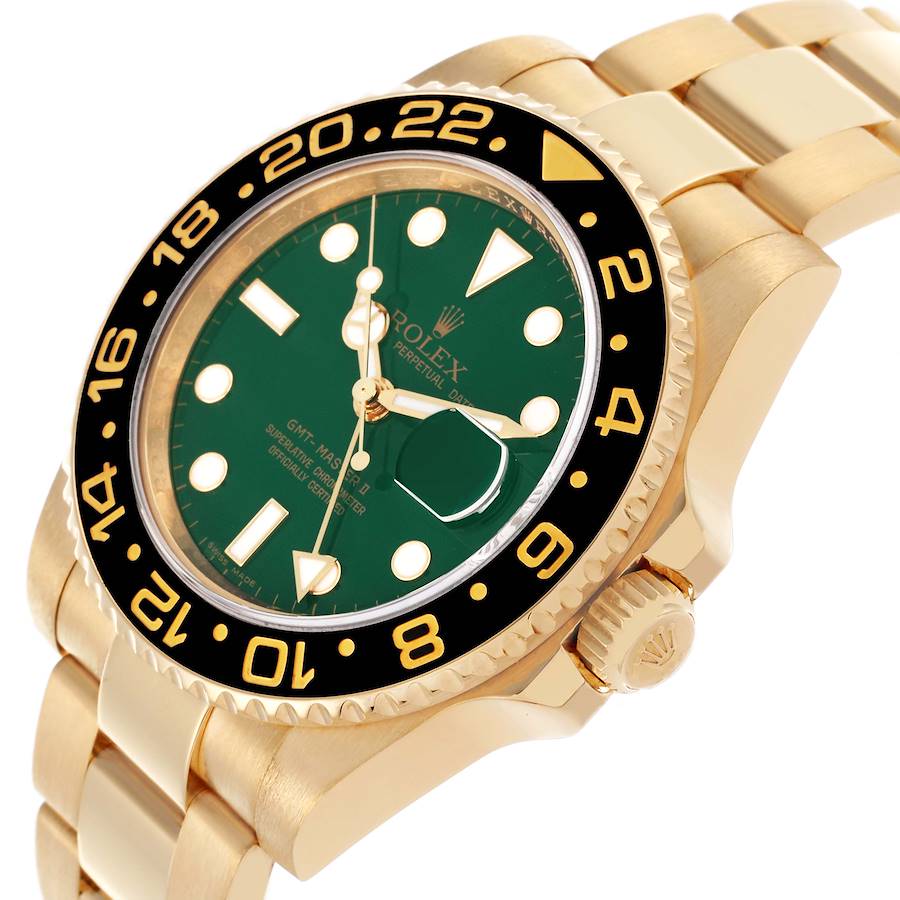High-value Rolex GMT Master II Yellow Gold Green Dial Mens Watch 116718 — image 5