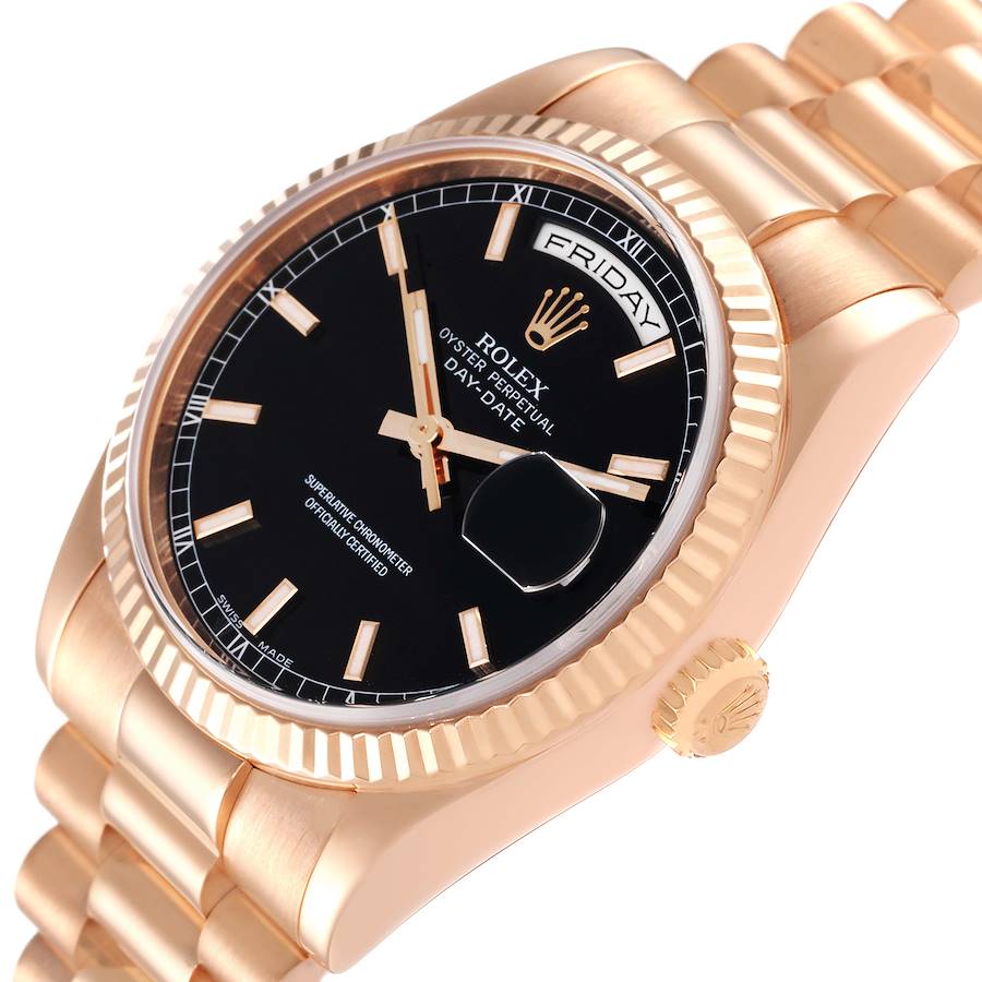 Irresistible Rolex President Day-Date 36 Everose Gold Black Dial Mens Watch 118235 — image 5