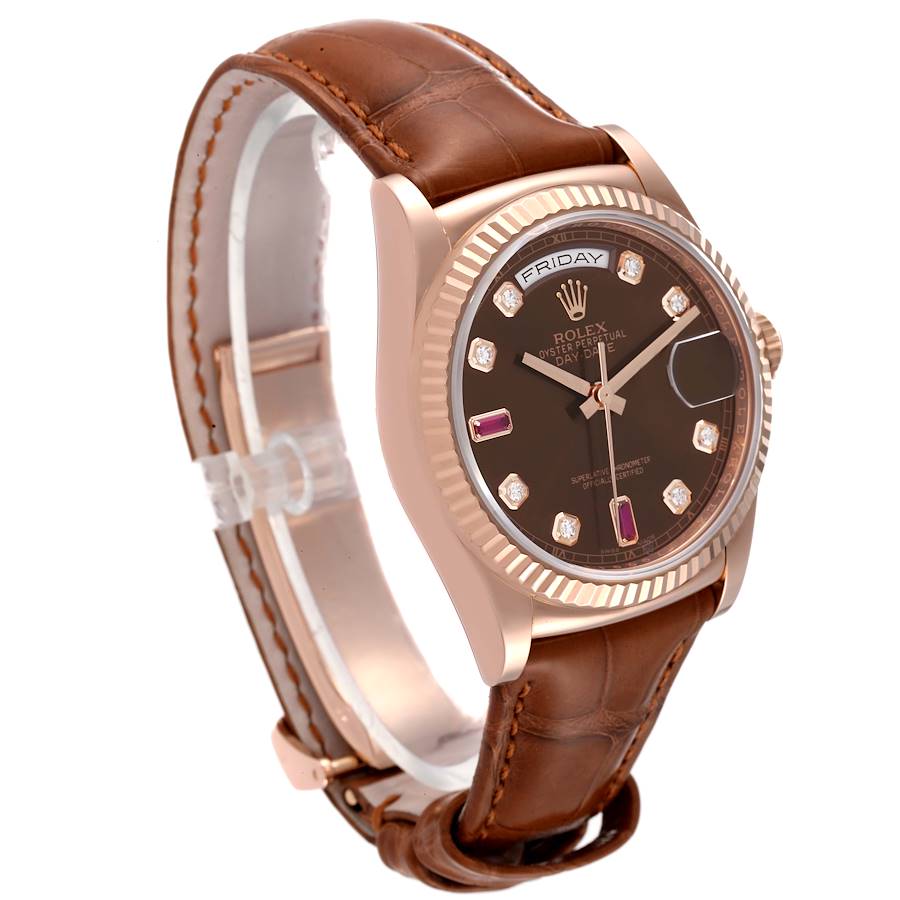 Best-value Rolex President Day Date Rose Gold Diamond Ruby Dial Mens Watch 118135 — image 3