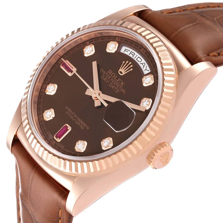 Best-value Rolex President Day Date Rose Gold Diamond Ruby Dial Mens Watch 118135 — image 5