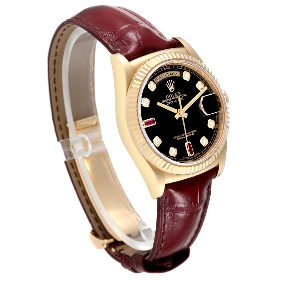 Low-cost Rolex President Day Date Yellow Gold Diamond Ruby Mens Watch 118138 — image 4