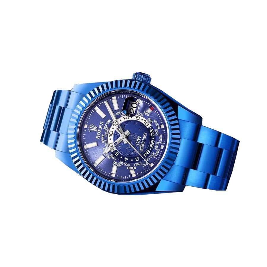 Collector-grade Rolex Sky-Dweller World Timer Blue DLC Watch — image 3