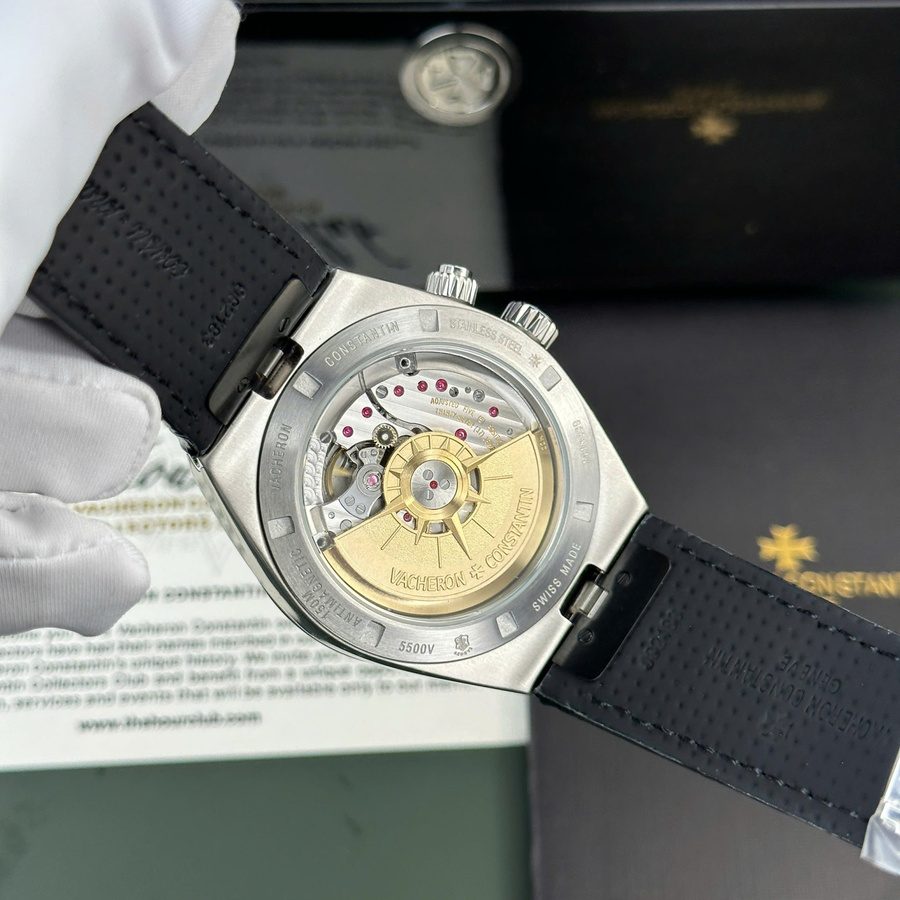 Exclusive Super Clone Vacheron Constantin Overseas Dual Time 7900V/110A-B546 Black Dial and Leather Strap 41mm — image 9